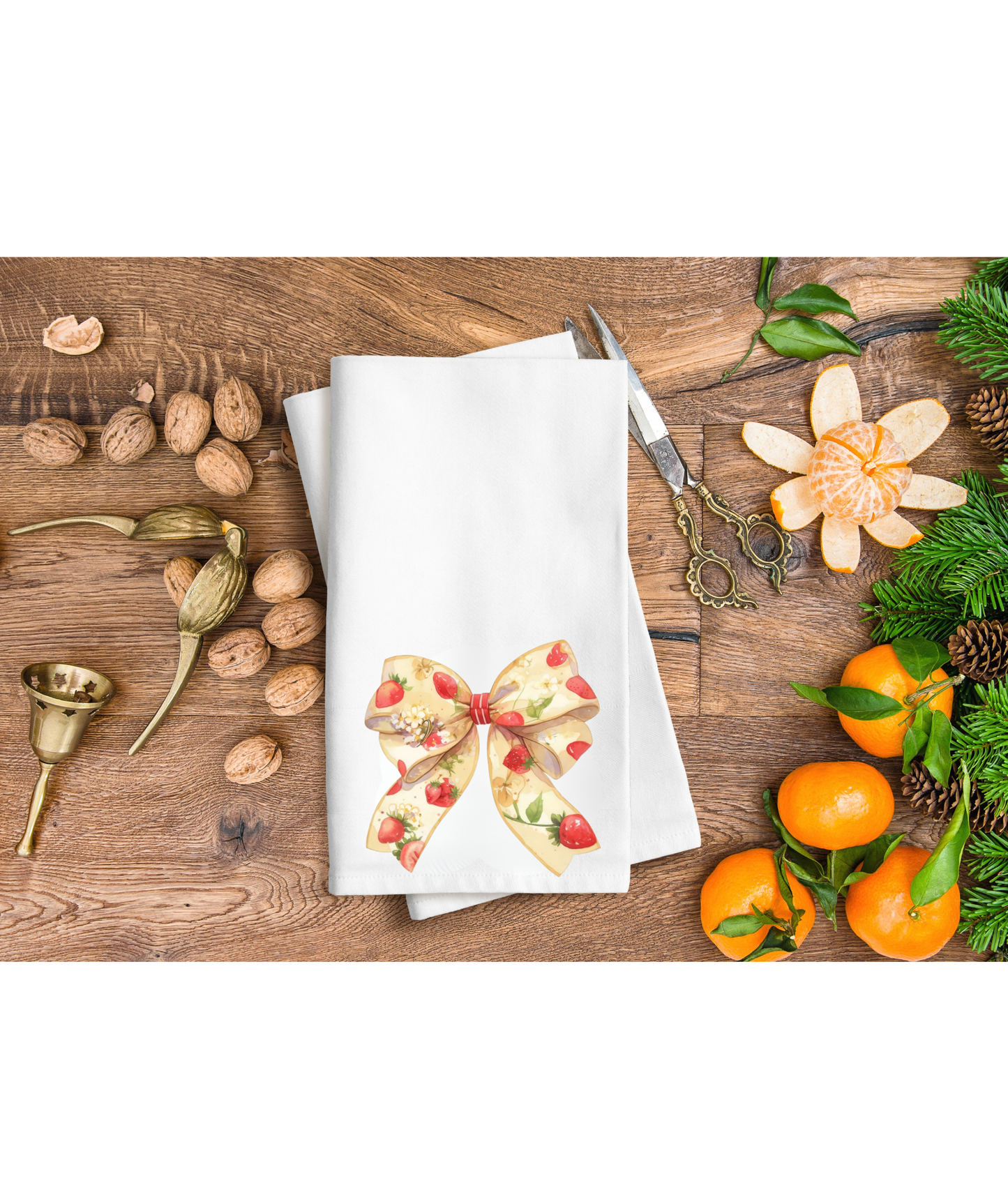 Strawberry bow hand towel