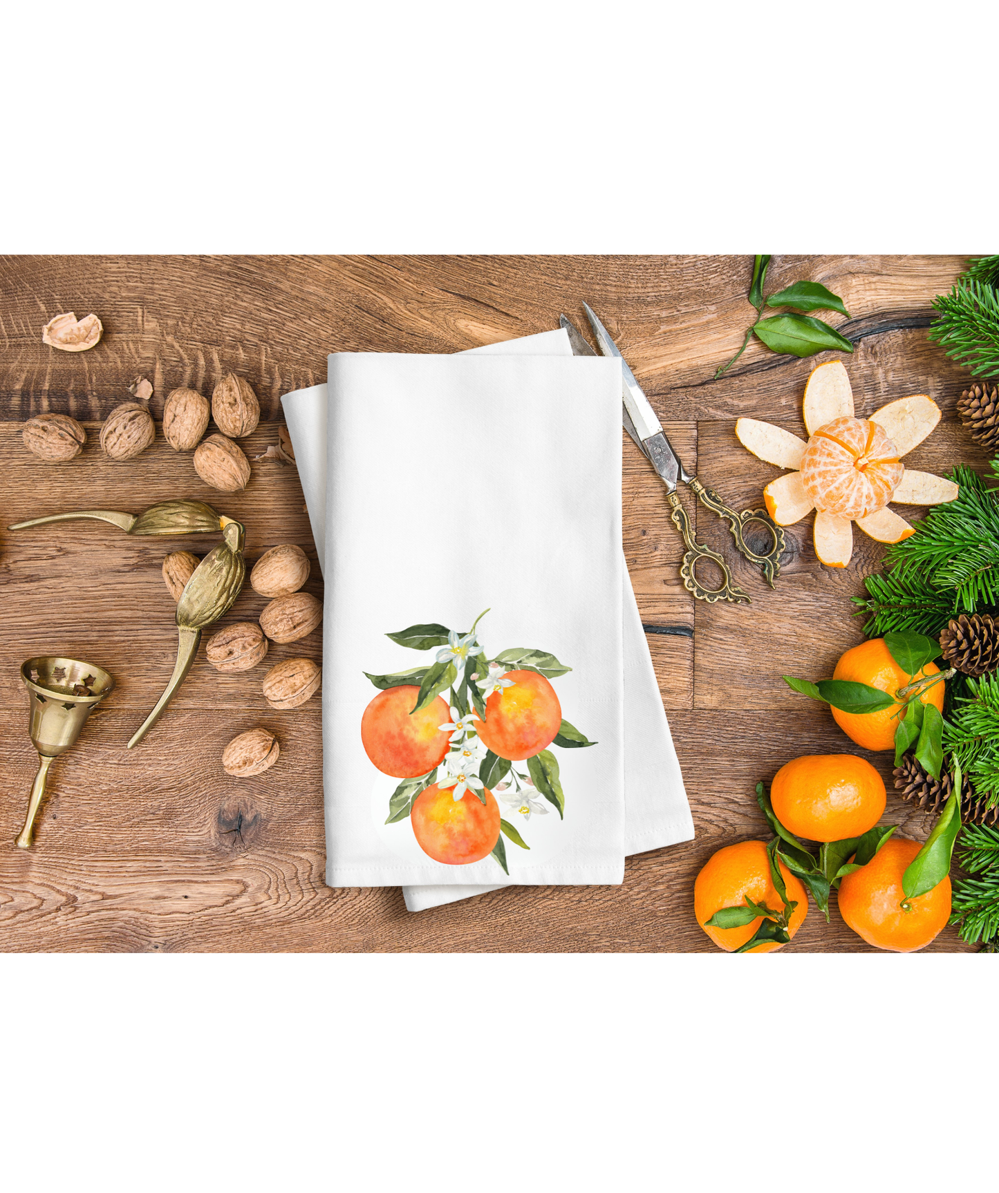 Oranges and leaves hand towels