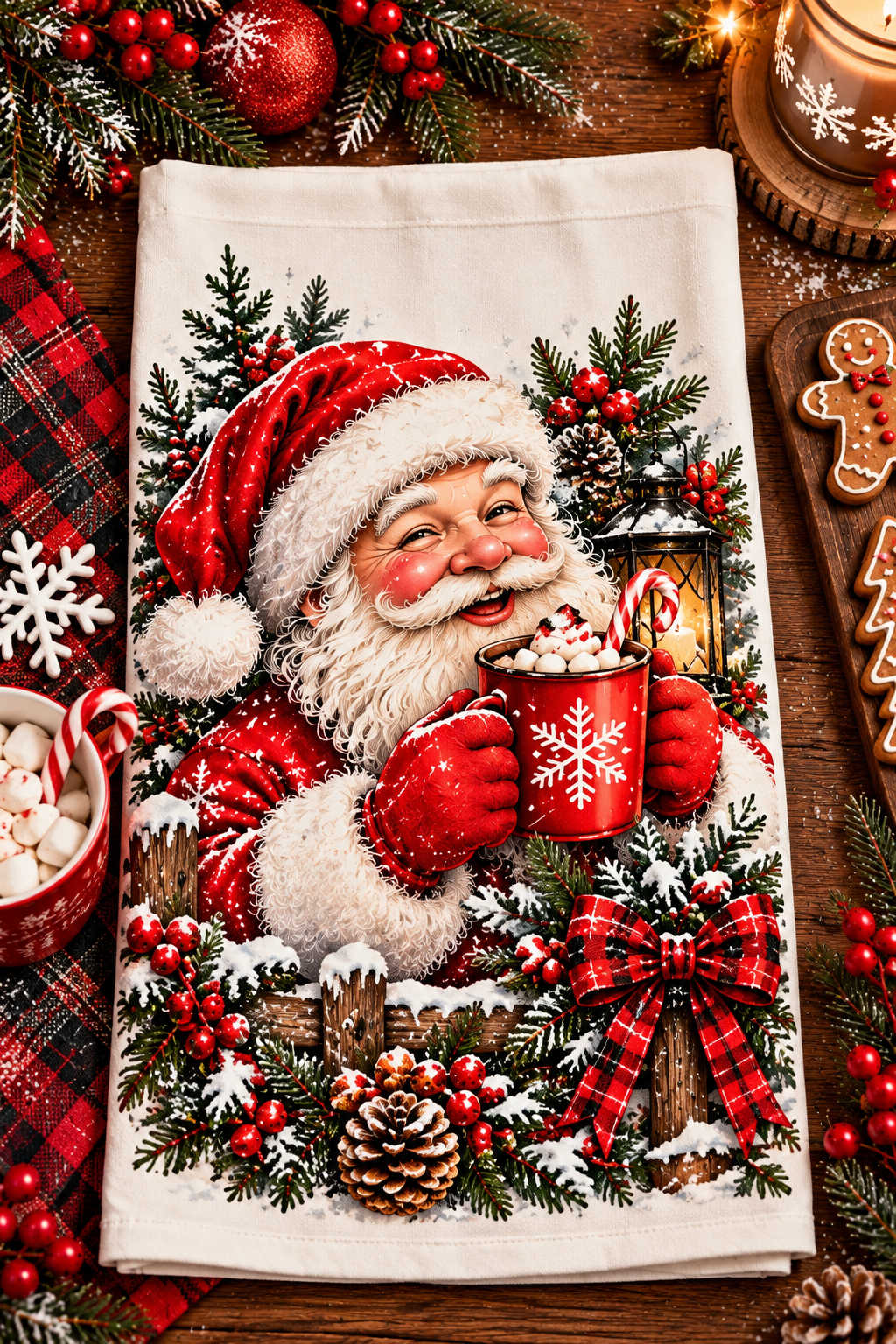 Santa And Cocoa Hand Towel