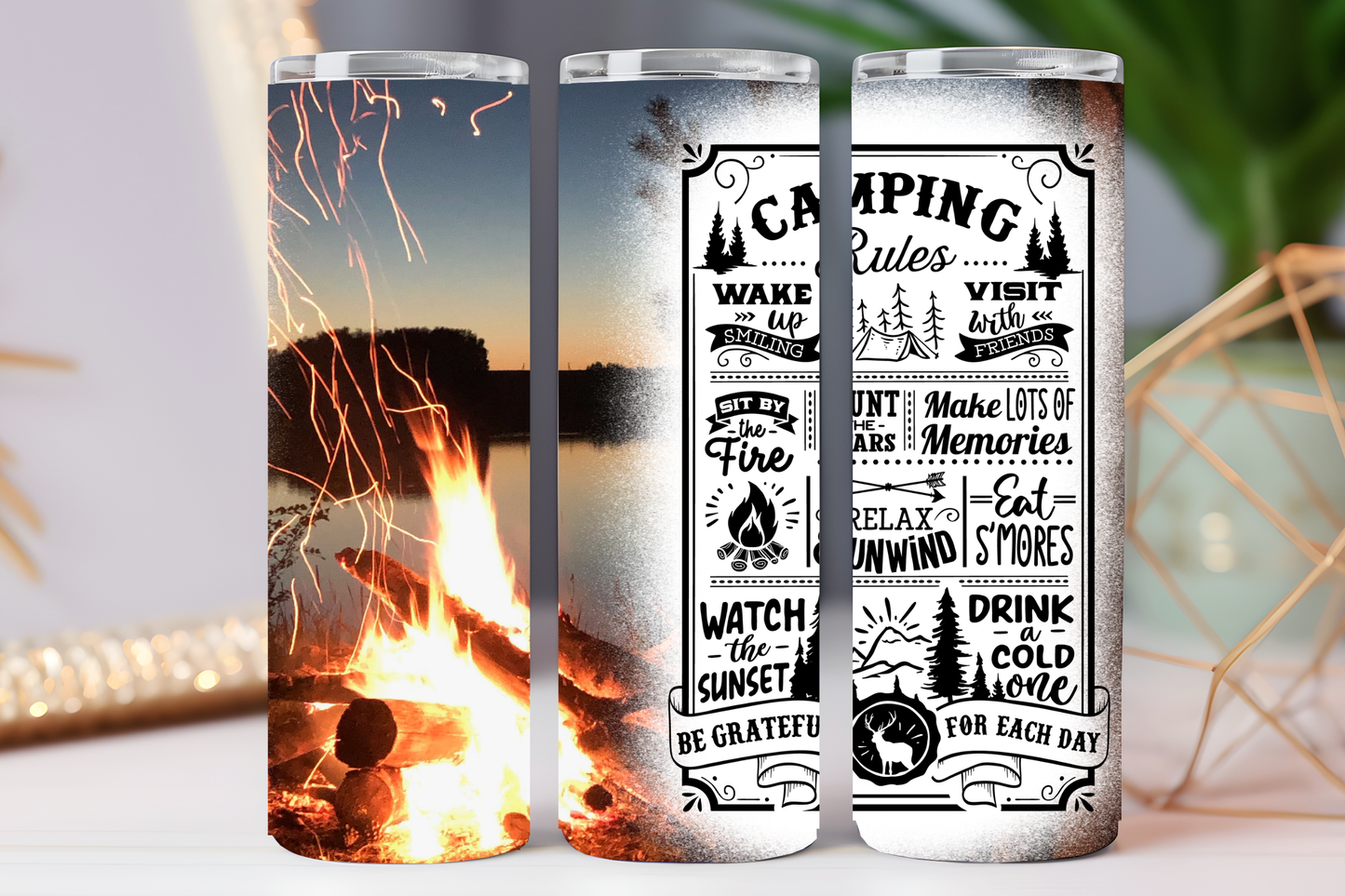 camping rules 20 oz tumbler