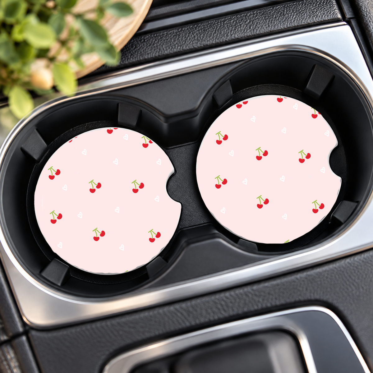 Cherry Sublimated Car Coasters