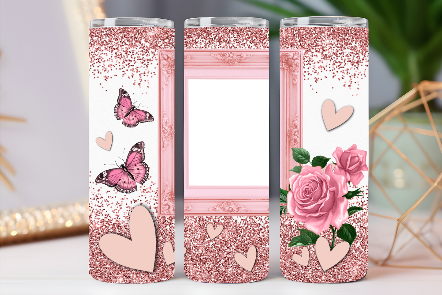 Pink Sparkle 20 oz tumbler