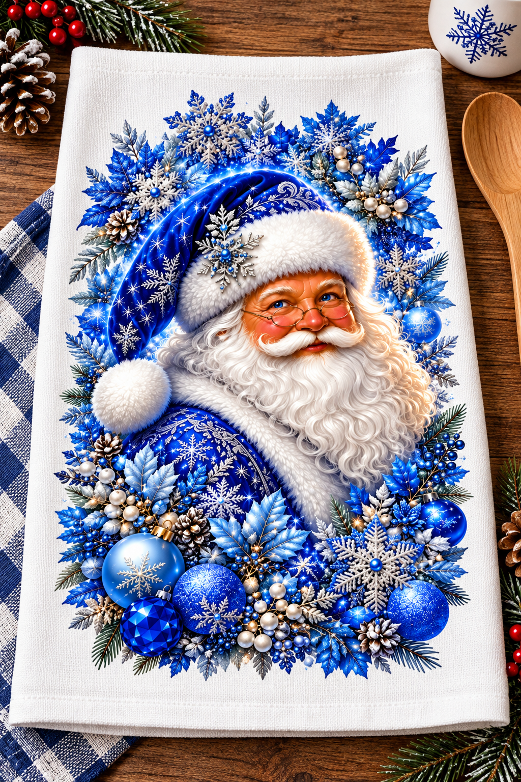 Blue Santa Hand Towel