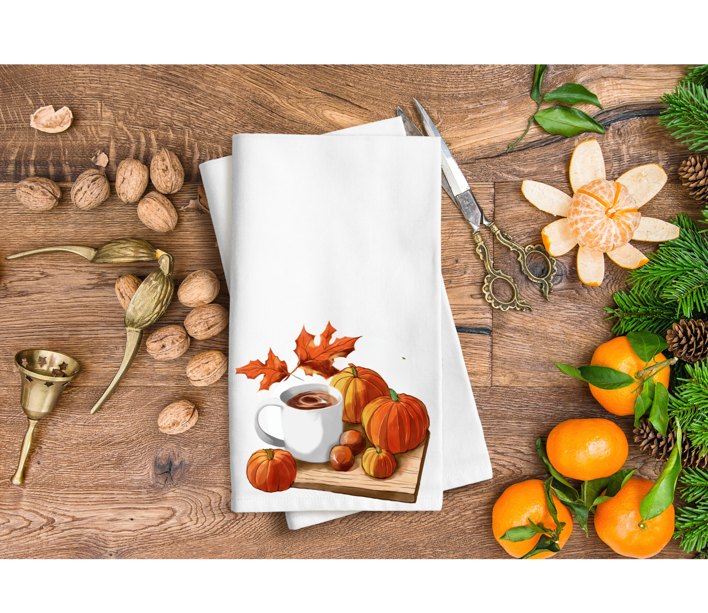 pumkins and coffee hand towel