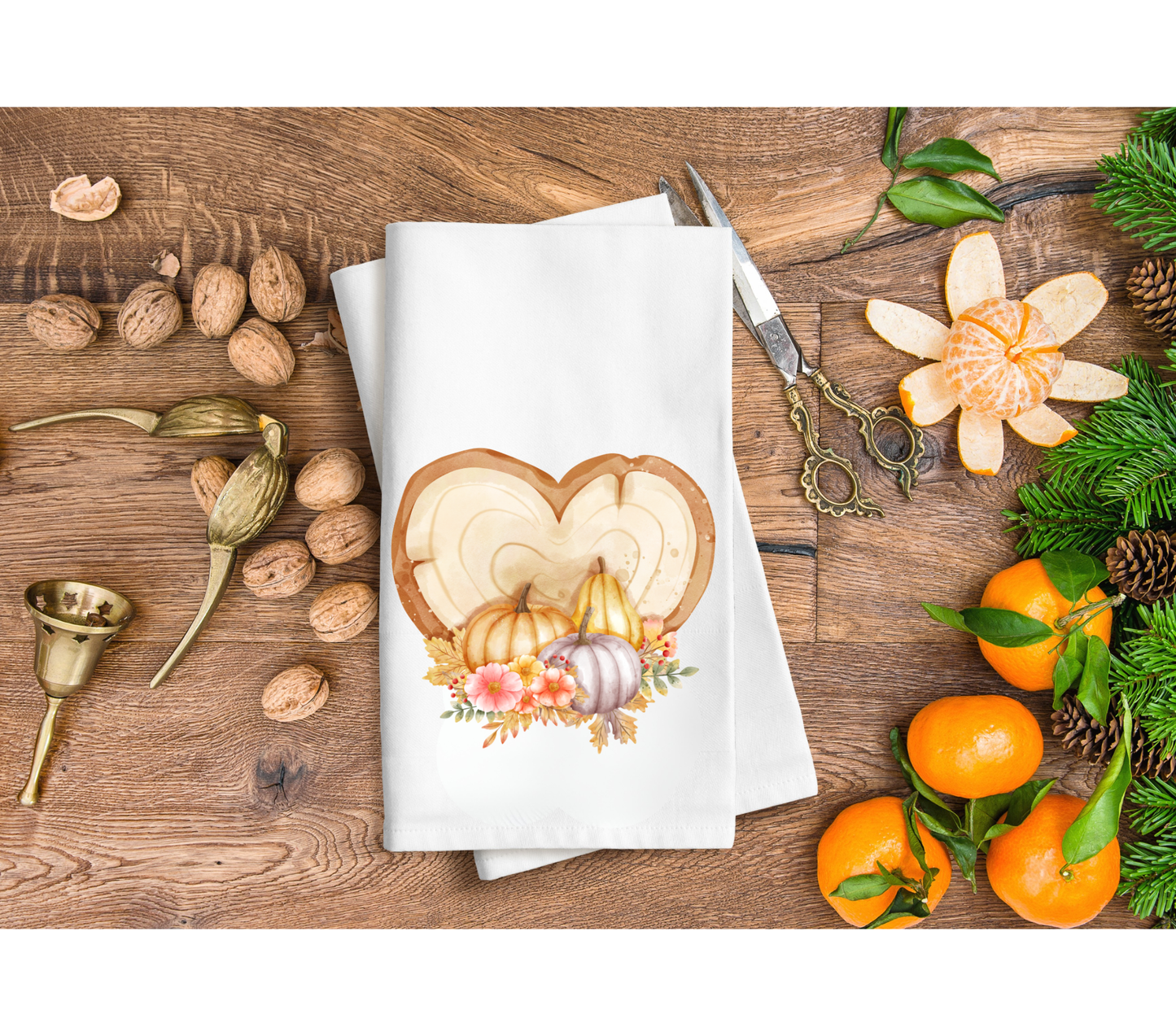 Wooden heart hand towel `