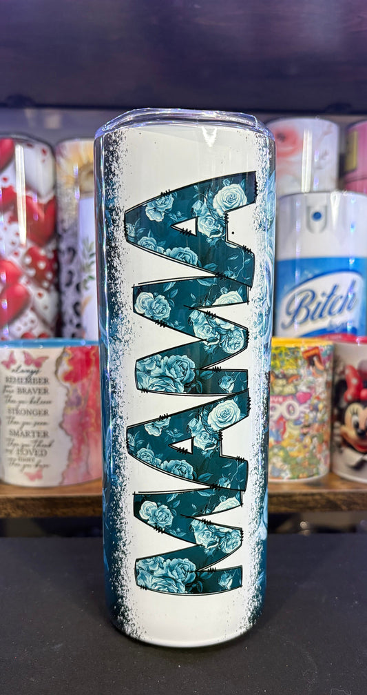 Blue Mama floral 20 oz tumbler