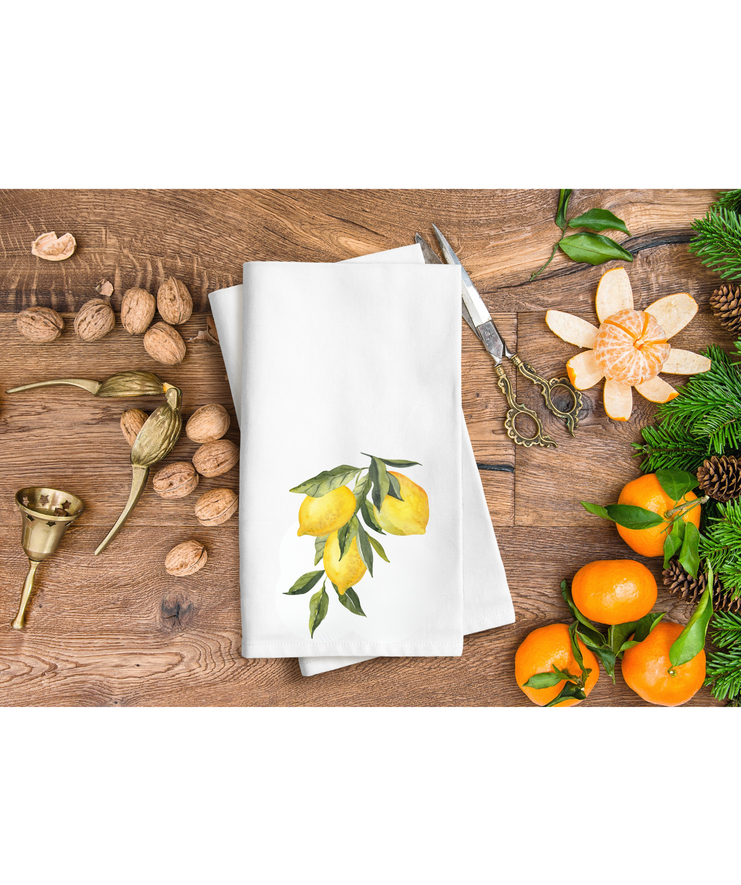 Lemons and leaves hand towel