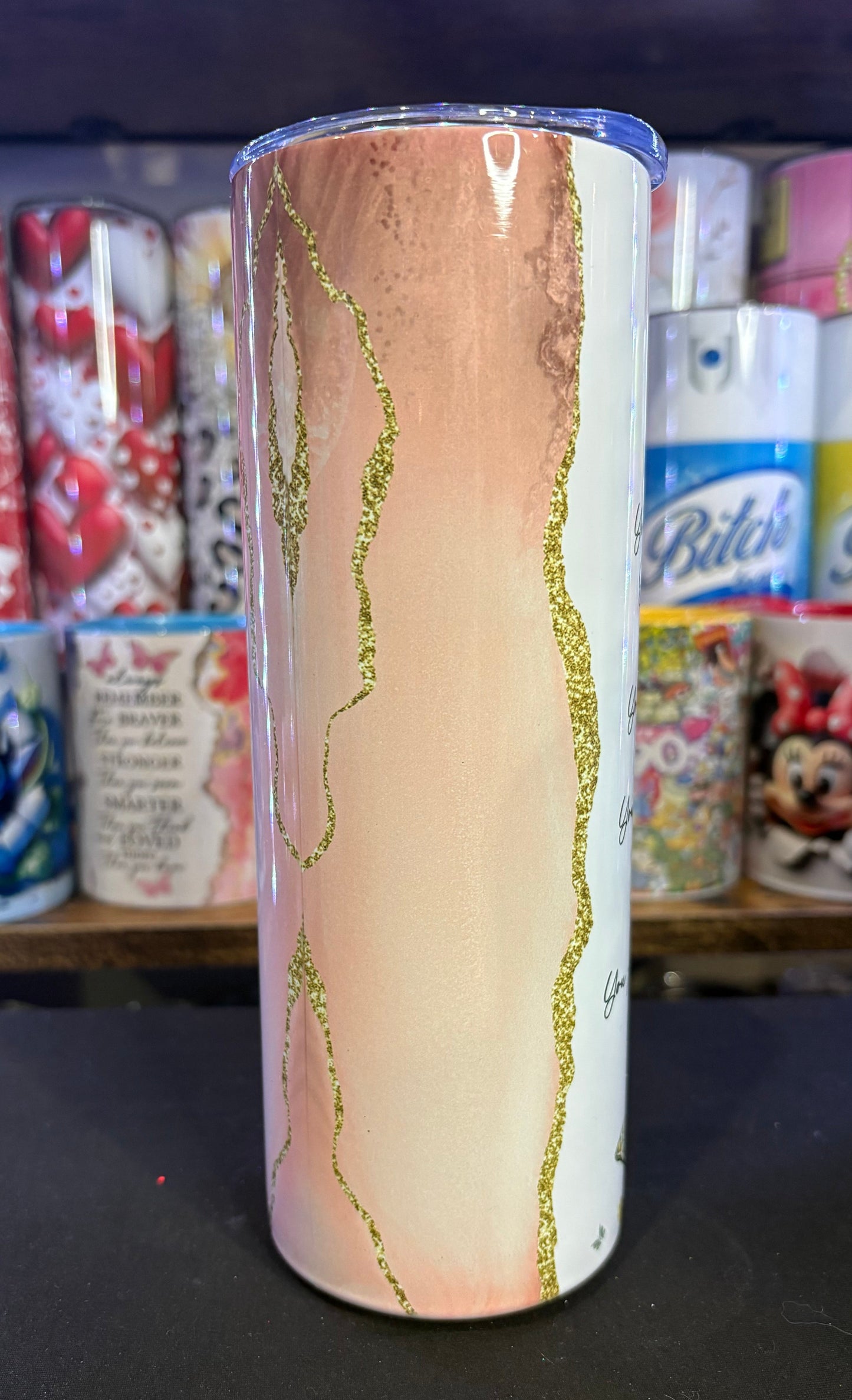 "You are enough" Gold butterfly 20 oz tumbler