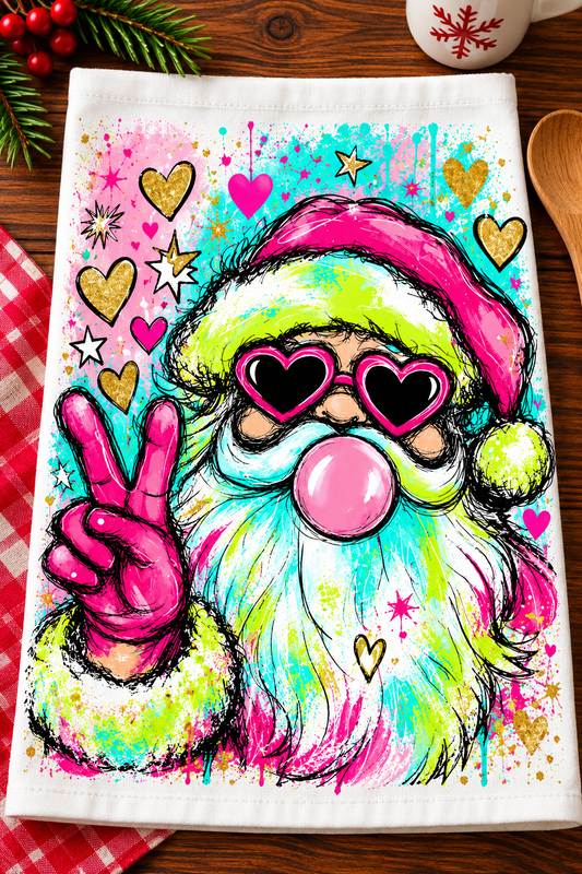 Bubble Gum Santa Hand Towel