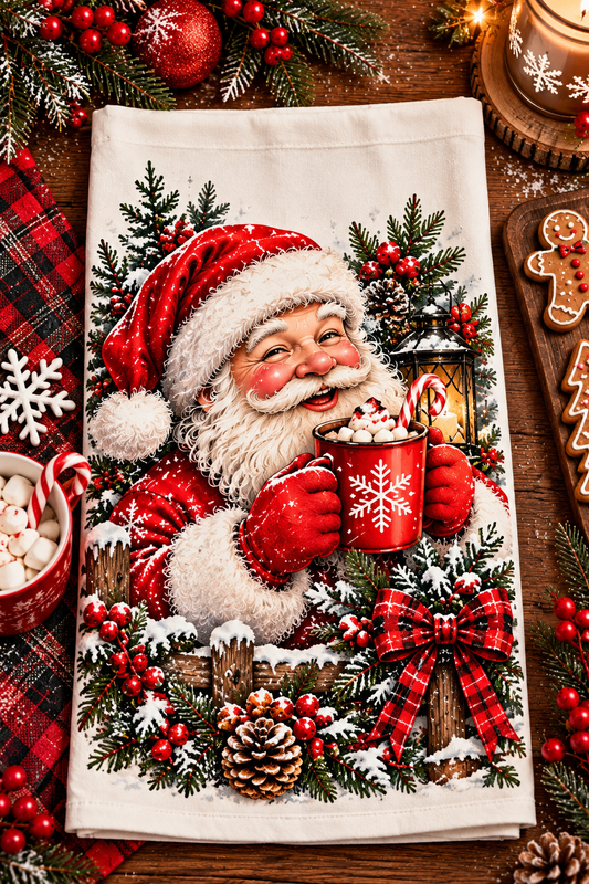 Santa And Cocoa Hand Towel