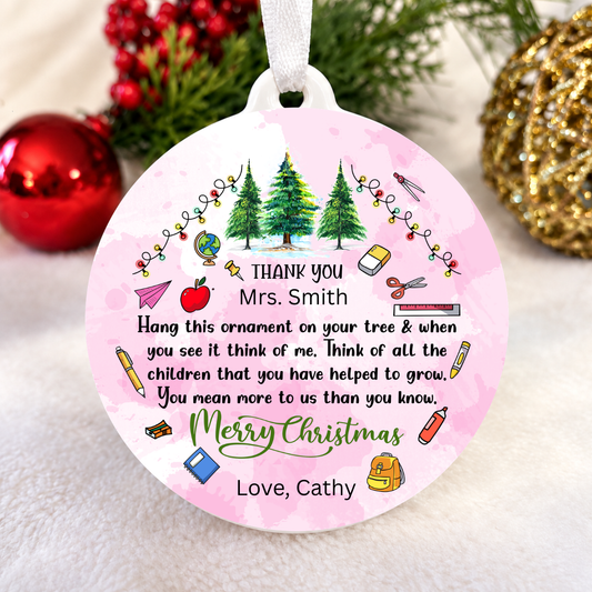 Merry Christmas Teacher Ornament
