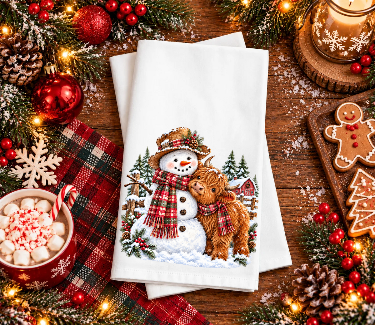 Snowy and The Cow Hand Towel