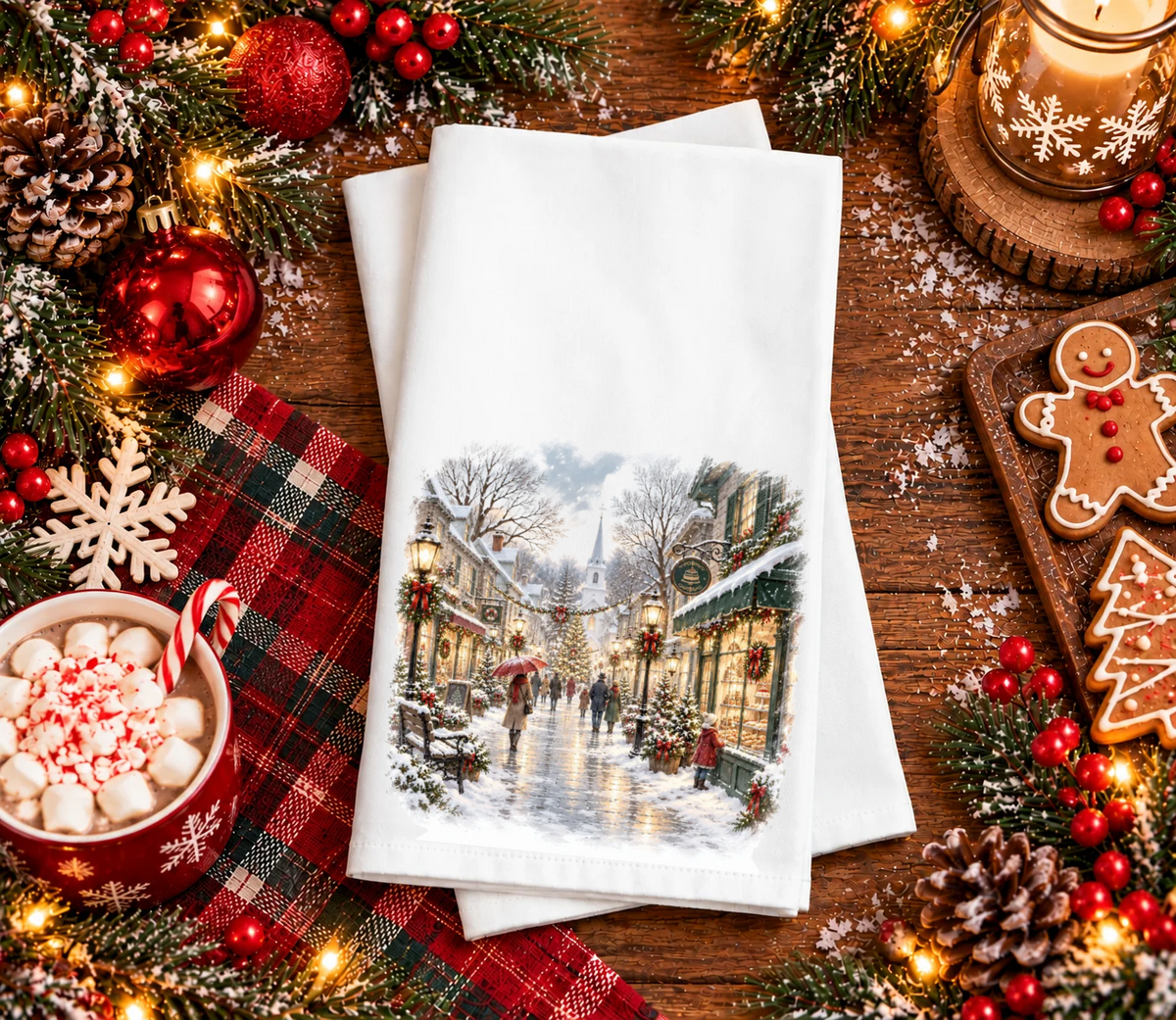Christmas Shops Hand Towel