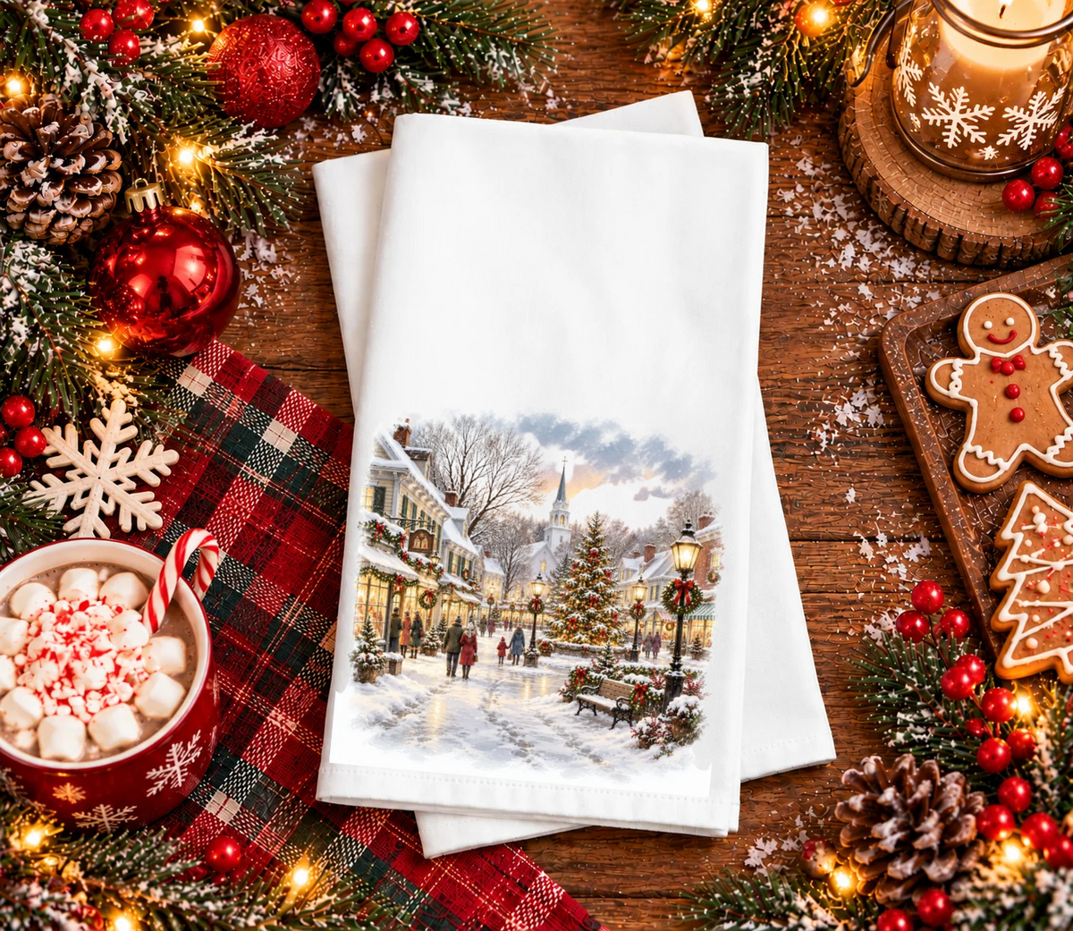 Christmas Town Hand Towel