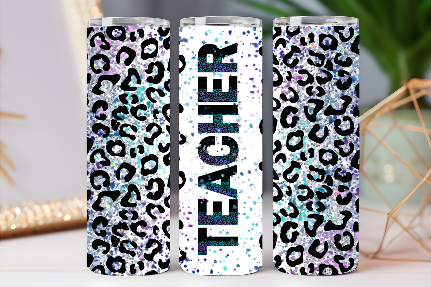 Purple cheetah 20 oz tumbler