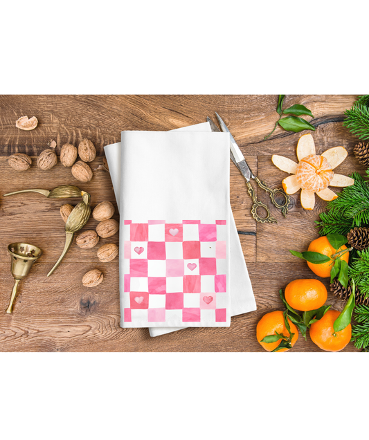 Checkered Hearts Hand towel