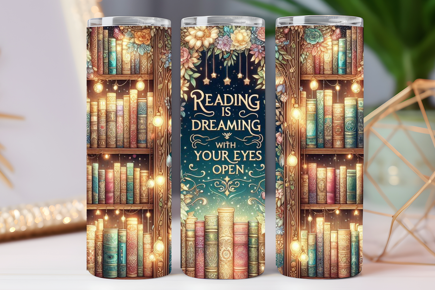 Reading is dreaming 20 oz tumbler