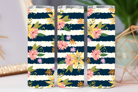 Flowers and stripes 20 oz