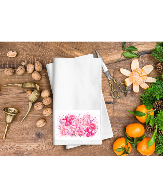 Pink balloon dogs hand towel