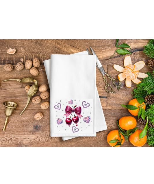 Cherry bow hand towel