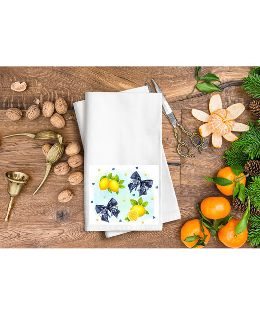 Lemons and bows hand towel