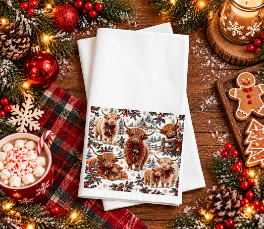 Christmas Cow Hand Towel