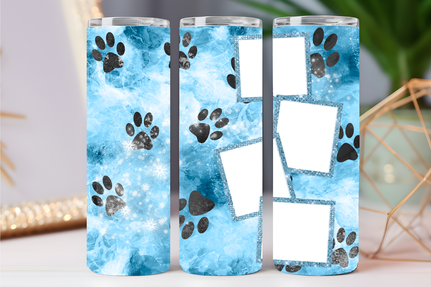 Blue paw print 20 oz tumbler