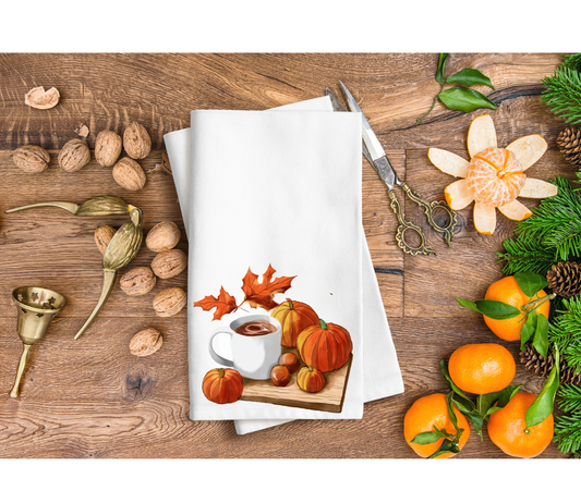pumkins and coffee hand towel