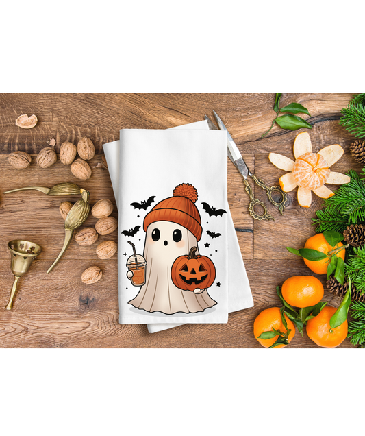 Ghosty and flowers hand towel