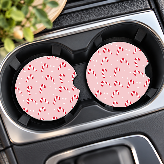 Candy Cane Sublimated Car Coasters