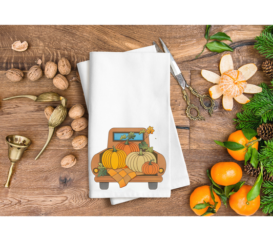 Pumpkin truck Hand towel