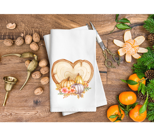 Wooden heart hand towel `